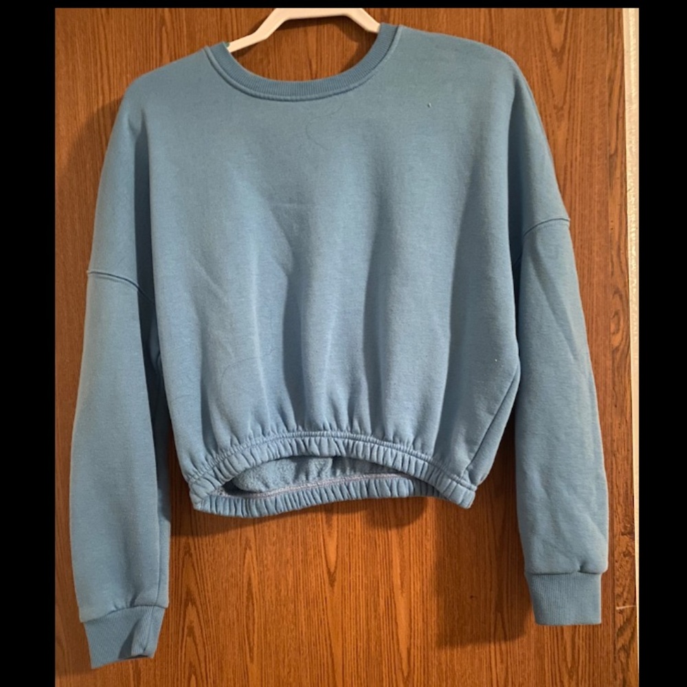 Blue Cropped Crew Neck